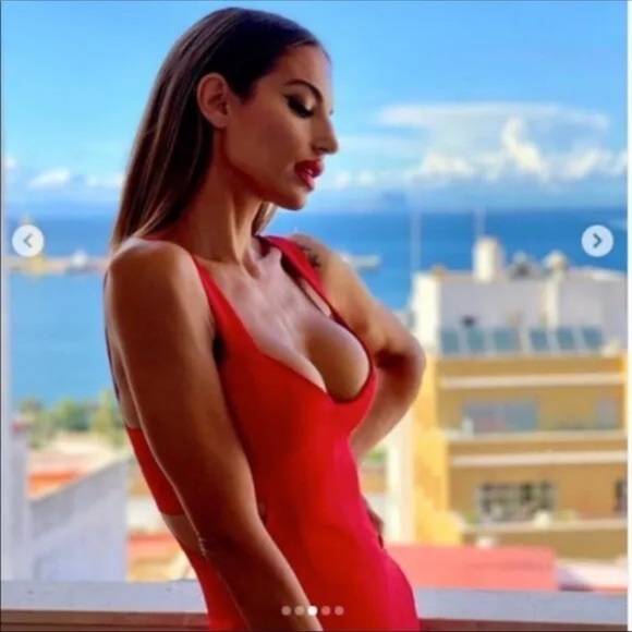 ZARA Blogger Favorite Red Cutout Strappy Bodycon Midi Dress XS NWT Valentines - Picture 11 of 16